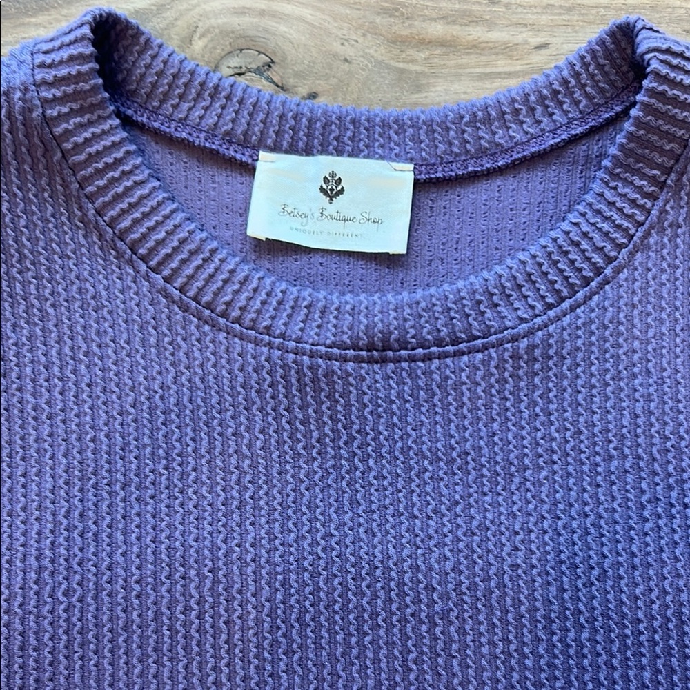 Purple Ribbed Boxy Muscle Tee - Picture 2 of 5